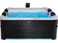 Antracietgrijze Halfharde Spa Met 6 Plaatsen Met Ledverlichting En Accessoires - 128 Stralen - L160 X B160 X H65 Cm - Napuka Van-Mspa Sale