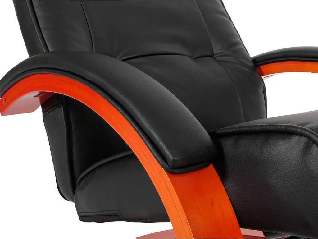 Aprilia Relaxfauteuil Met Kruk, Zwart-Vente-unique Discount
