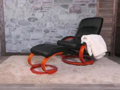 Aprilia Relaxfauteuil Met Kruk, Zwart-Vente-unique Discount