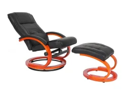 Aprilia Relaxfauteuil Met Kruk, Zwart-Vente-unique Discount