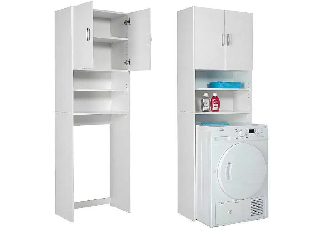 Arconati Badkamerkast Voor Wasmachine 2 Deuren, 2 Open Vakken Wit.-Vente-unique Outlet