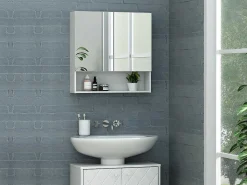 Badkamer Muurkast Met Spiegel En Nis Zumpa - Wit-Vente-unique Clearance