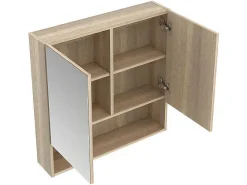Badkamer Muurkast Met Spiegel En Nis Zumpa - Eik-Vente-unique Sale