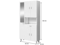 Badkamerkast Met Staande Spiegel - 180 Cm - Wit - Minela-Vente-unique Outlet