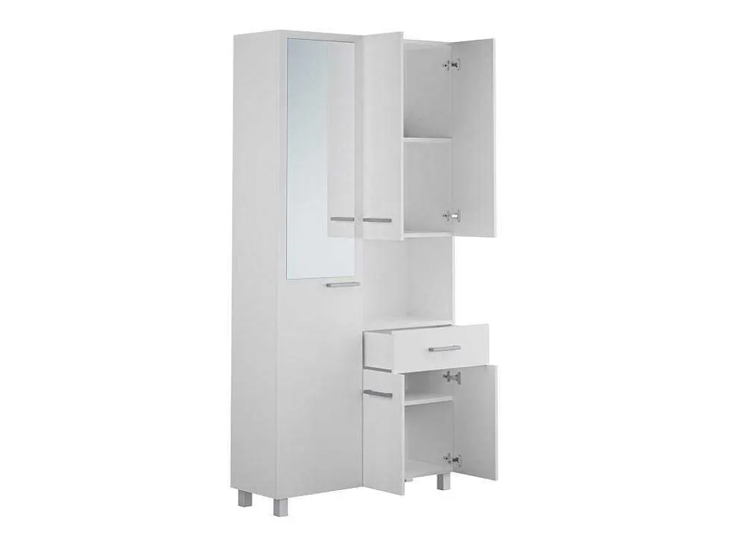 Badkamerkast Met Staande Spiegel - 180 Cm - Wit - Minela-Vente-unique Outlet