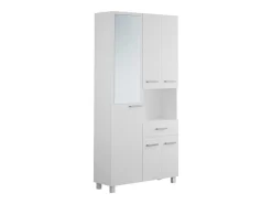 Badkamerkast Met Staande Spiegel - 180 Cm - Wit - Minela-Vente-unique Outlet