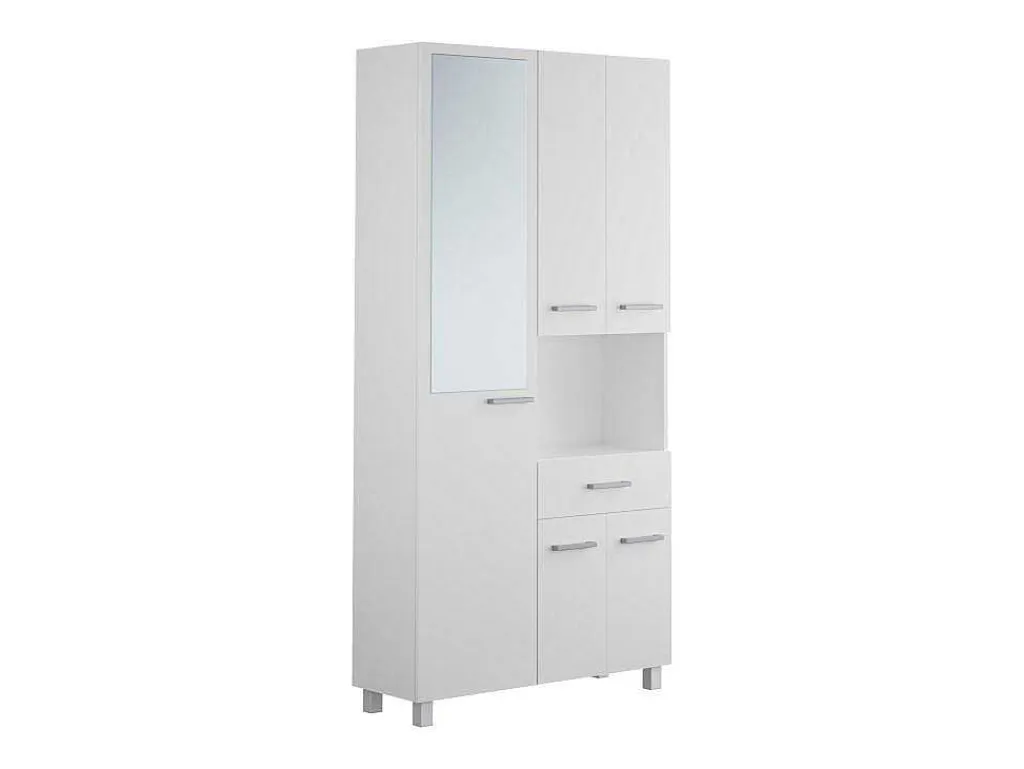 Badkamerkast Met Staande Spiegel - 180 Cm - Wit - Minela-Vente-unique Outlet
