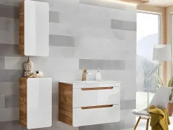 Badkamerkast Naturel En Wit - L35 X B22 X H75 Cm - Aruba-Vente-unique New