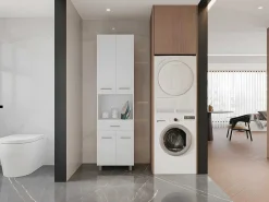 Badkamerkast Op Poten - 180 Cm - Wit - Minela-Vente-unique Outlet