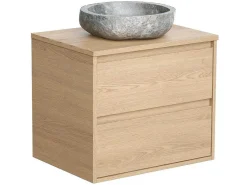 Badkamermeubel Met Opzetwastafel Van Steen - Eikenfineer - 60 Cm - Milipam-Vente-unique Sale