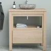 Badkamermeubel Met Wastafel Van Steen - Eiken Fineer - 80 Cm - Cosmoti-Vente-unique New
