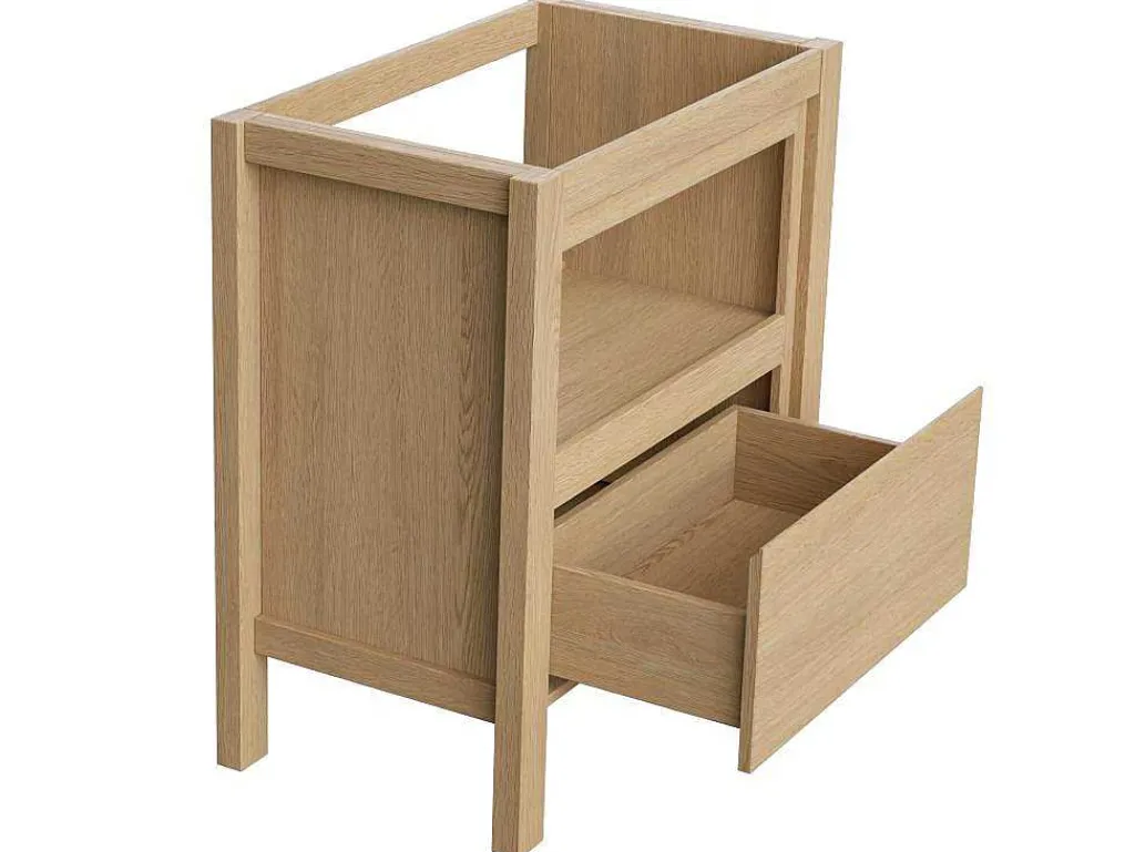 Badkamermeubel Met Wastafel Van Steen - Eiken Fineer - 80 Cm - Cosmoti-Vente-unique New