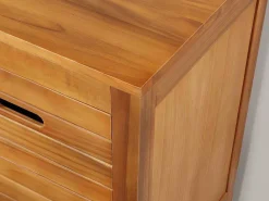 Badkamermeubel Van Acaciahout Met Dubbele Wastafel En Spiegels - 130 Cm - Pulukan-Vente-unique Discount