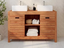 Badkamermeubel Van Acaciahout Met Enkele Wastafel - 130 Cm - Pulukan-Vente-unique Online