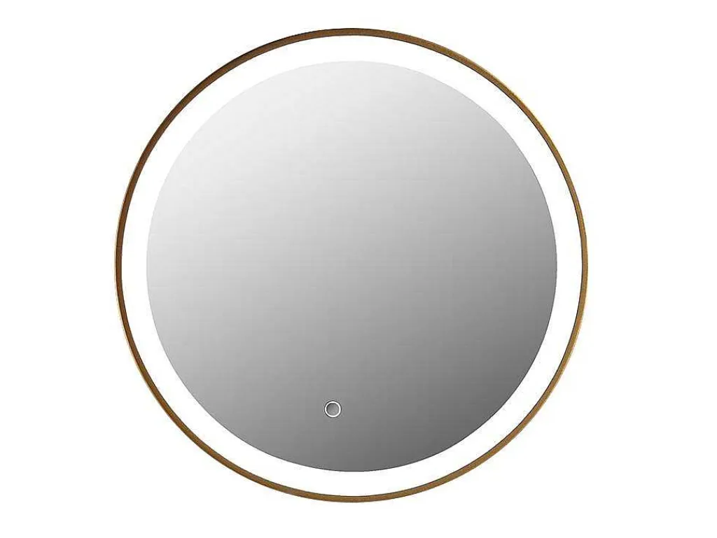 Badkamerspiegel Rond Met Led-Verlichting Numea - L60 X H60 Cm - Goudkleurig-OZAIA New