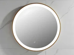 Badkamerspiegel Rond Met Led-Verlichting Numea - L60 X H60 Cm - Goudkleurig-OZAIA New