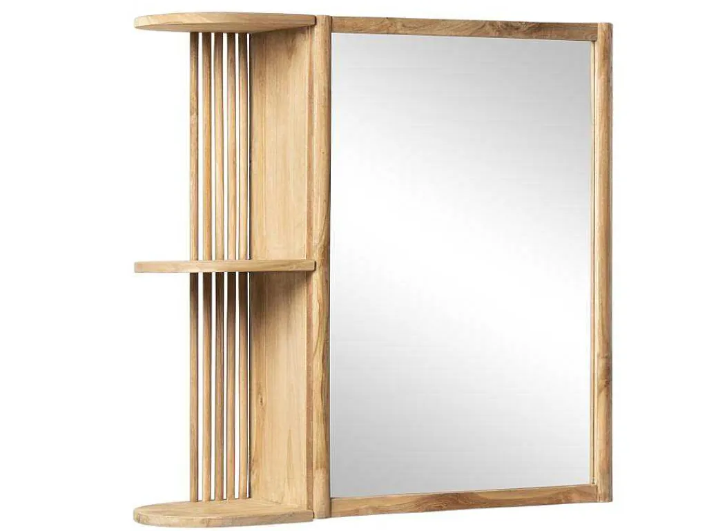 Badkamerwandkast Van Teak Met Spiegel En Nissen - Naturel - Cimahi-OZAIA Best