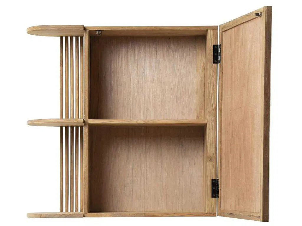 Badkamerwandkast Van Teak Met Spiegel En Nissen - Naturel - Cimahi-OZAIA Best