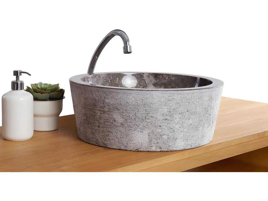 Badkamerwastafel Van Marmer Volca - Kleur Grijs-Shower & Design Outlet
