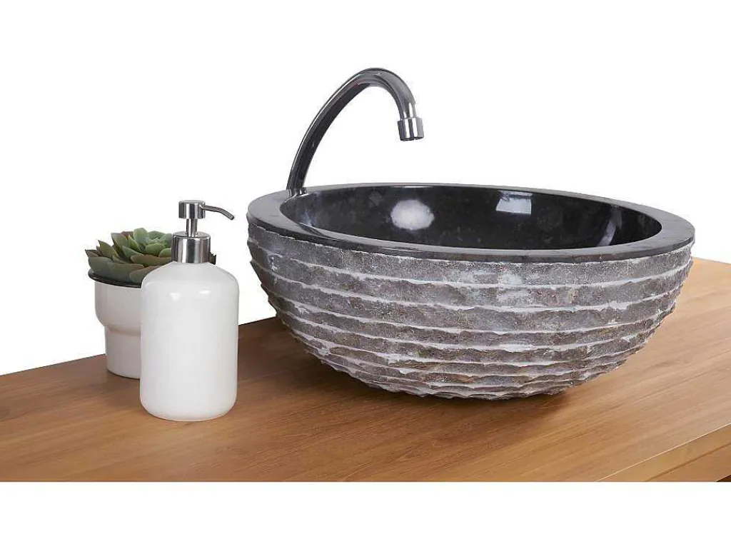 Badkamerwastafel Van Marmer Muki - Kleur Grijs-Shower & Design Best