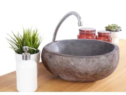 Badkamerwastafel Van Riviersteen Stone - Kleur Grijs-Shower & Design