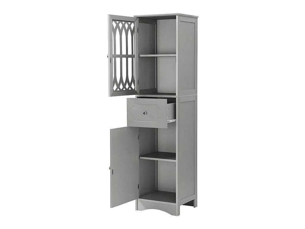 Badkamerzuil - 1 Lade En 2 Deuren - Verstelbare Planken - Grijs-ModernLuxe Clearance