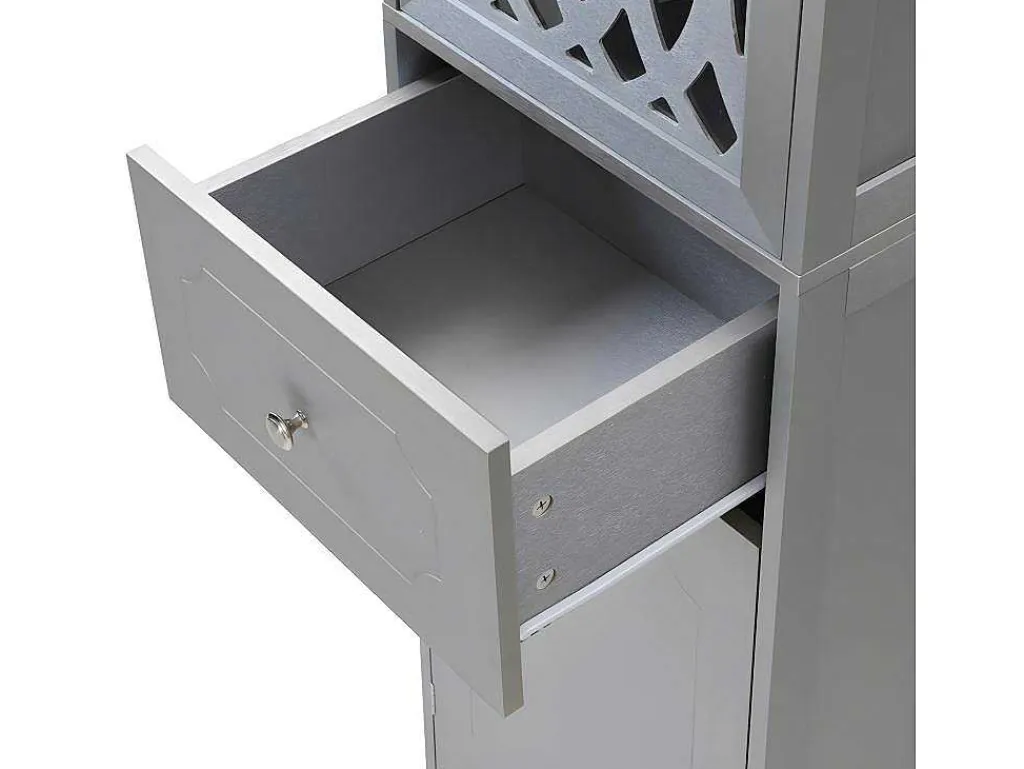 Badkamerzuil - 1 Lade En 2 Deuren - Verstelbare Planken - Grijs-ModernLuxe Clearance