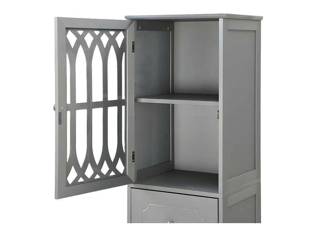 Badkamerzuil - 1 Lade En 2 Deuren - Verstelbare Planken - Grijs-ModernLuxe Clearance
