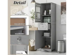 Badkamerzuil - 1 Lade En 2 Deuren - Verstelbare Planken - Grijs-ModernLuxe Clearance