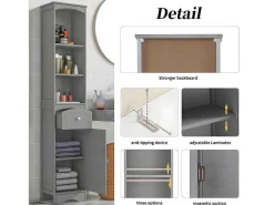 Badkamerzuil - H 170 Cm - Met 1 Lade En Verstelbare Planken - Grijs-ModernLuxe Clearance