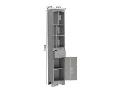 Badkamerzuil - H 170 Cm - Met 1 Lade En Verstelbare Planken - Grijs-ModernLuxe Clearance