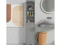 Badkamerzuil - H 170 Cm - Met 1 Lade En Verstelbare Planken - Grijs-ModernLuxe Clearance