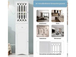 Badkamerzuil Met 2 Deuren En 1 Lade - Verstelbare Planken - Wit - 42 X 36 X 162,5 Cm-Vente-unique Discount