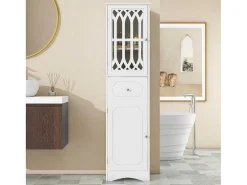 Badkamerzuil Met 2 Deuren En 1 Lade - Verstelbare Planken - Wit - 42 X 36 X 162,5 Cm-Vente-unique Discount