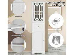 Badkamerzuil Met 2 Deuren En 1 Lade - Verstelbare Planken - Wit - 42 X 36 X 162,5 Cm-Vente-unique Discount