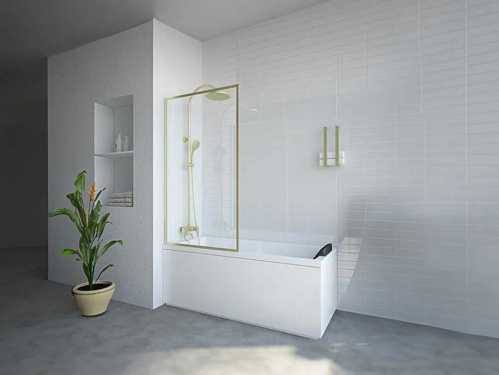 Badscherm Goudkleurig Industriele Stijl 80 X 140 Cm Gehard Glas Bradenton-Shower & Design Best
