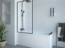 Badscherm In Industriele Stijl Zwart Mat - 80 X 140 Cm - Gehard Glas - Bradenton-Shower & Design