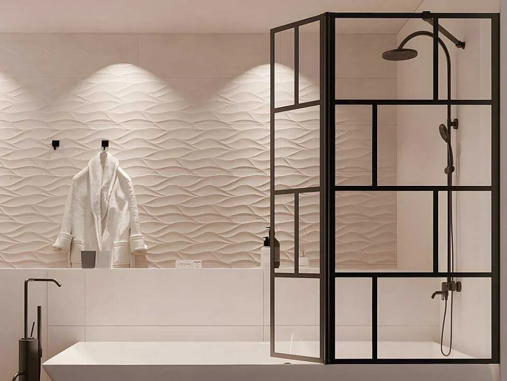 Badscherm In Industriele Stijl Met Beweegbaar Deel - 100 X 140 Cm - Obelini-Shower & Design Sale