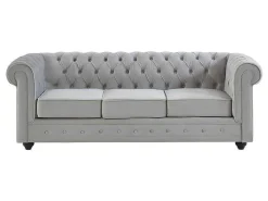 Bankstel Chesterfield - Fluweel - Lichtgrijs-Vente-unique Best