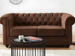 Bankstel En Fauteuil Chesterfield Van Microvezel Met Vintage Look-Vente-unique Sale