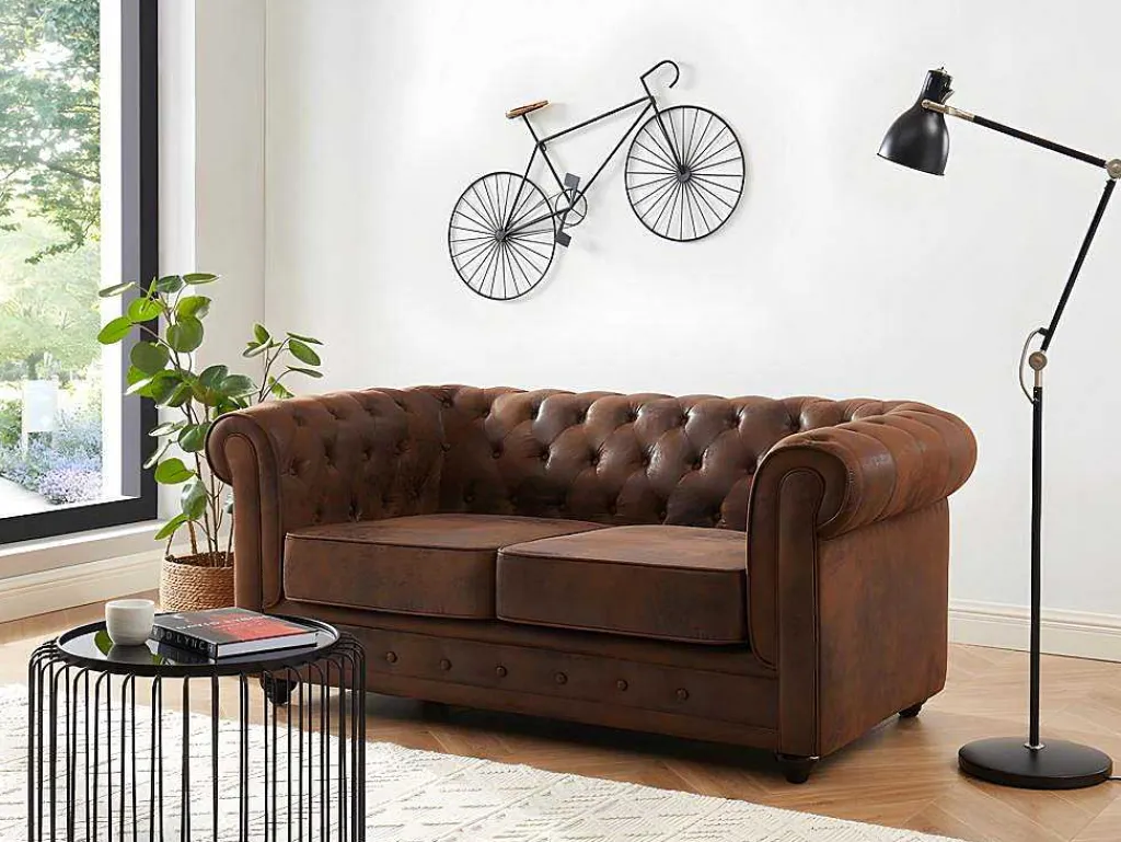 Bankstel En Fauteuil Chesterfield Van Microvezel Met Vintage Look-Vente-unique Sale