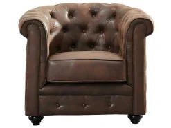 Bankstel En Fauteuil Chesterfield Van Microvezel Met Vintage Look-Vente-unique Sale