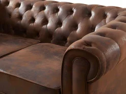 Bankstel En Fauteuil Chesterfield Van Microvezel Met Vintage Look-Vente-unique Sale