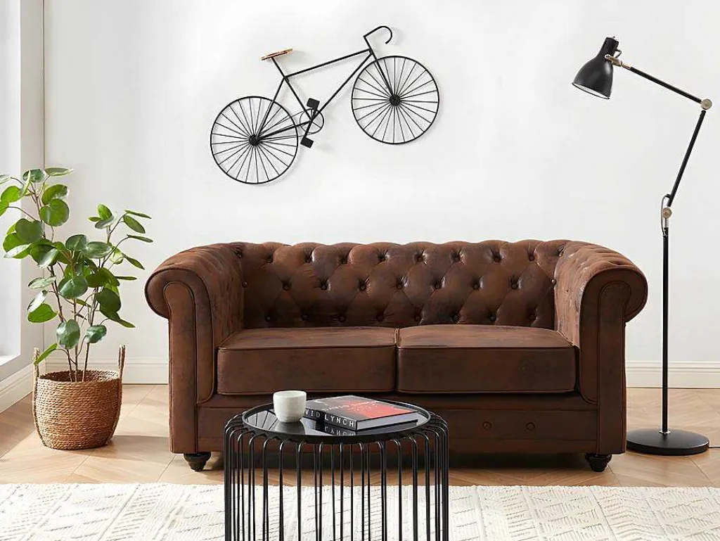 Bankstel En Fauteuil Chesterfield Van Microvezel Met Vintage Look-Vente-unique Sale