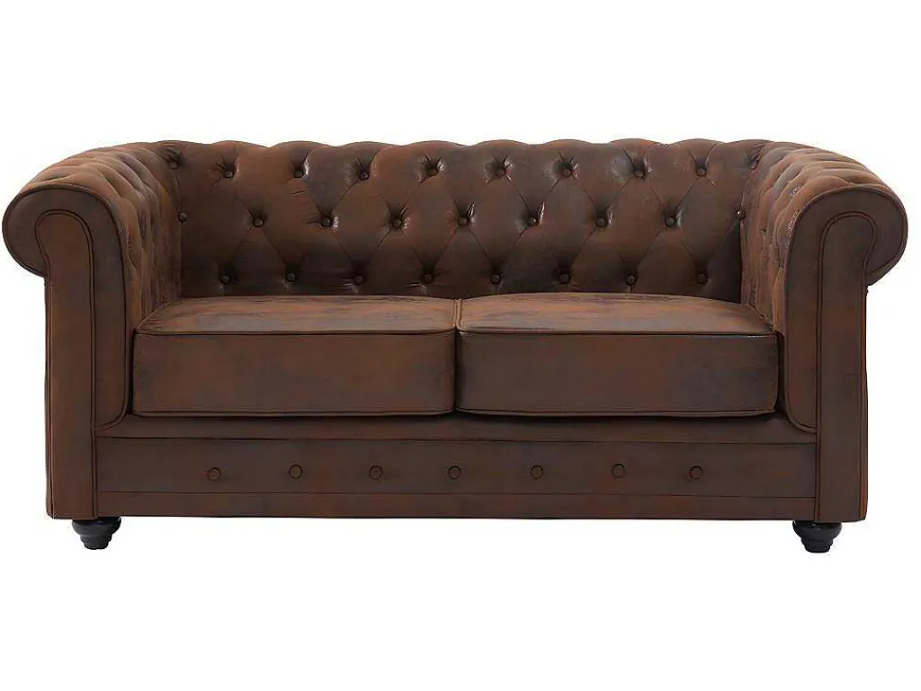 Bankstel En Fauteuil Chesterfield Van Microvezel Met Vintage Look-Vente-unique Sale