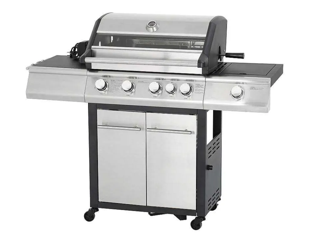 Barbecue Op Gas Met 4 Branders, 1 Rechaud Aan De Zijkant En 1 Grill 148 X 56 X 121 Cm - Roasty-Vente-unique Best
