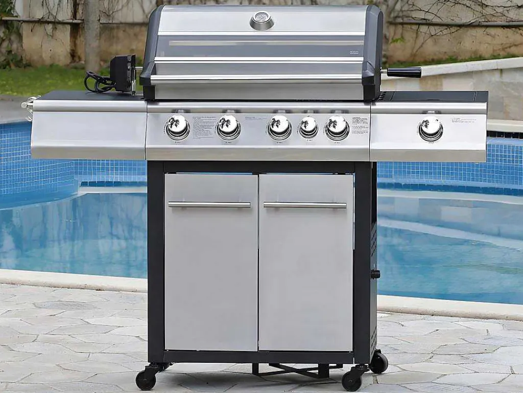 Barbecue Op Gas Met 4 Branders, 1 Rechaud Aan De Zijkant En 1 Grill 148 X 56 X 121 Cm - Roasty-Vente-unique Best