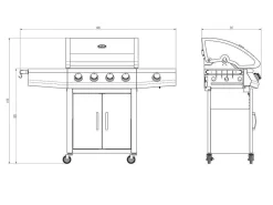 Barbecue Op Gas Met 4 Branders En 1 Rechaud Aan De Zijkant 143 X 54 X 115 Cm - Smoky-Vente-unique New