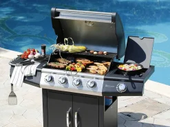 Barbecue Op Gas Met 4 Branders En 1 Rechaud Aan De Zijkant 143 X 54 X 115 Cm - Smoky-Vente-unique New