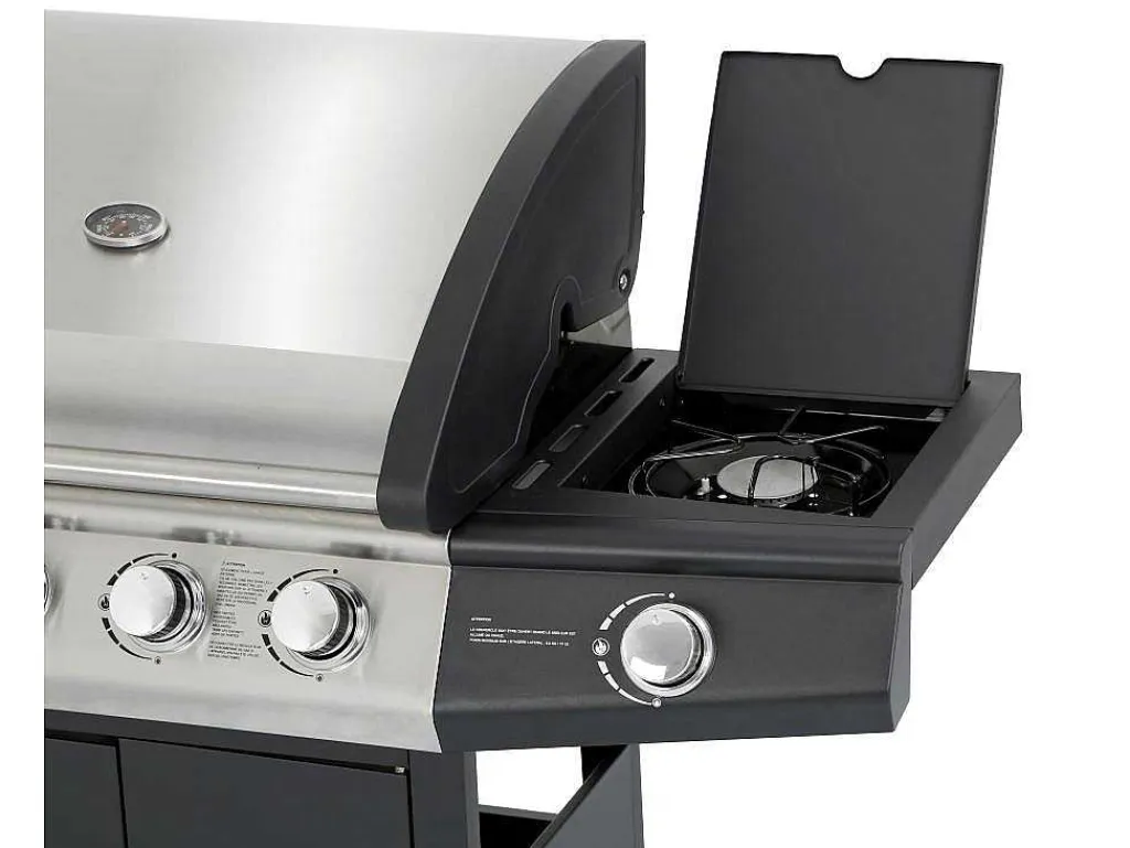 Barbecue Op Gas Met 4 Branders En 1 Rechaud Aan De Zijkant 143 X 54 X 115 Cm - Smoky-Vente-unique New